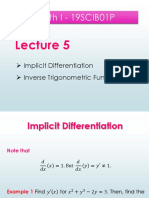 Math I - 19SCIB01P: Implicit Differentiation Inverse Trigonometric Functions