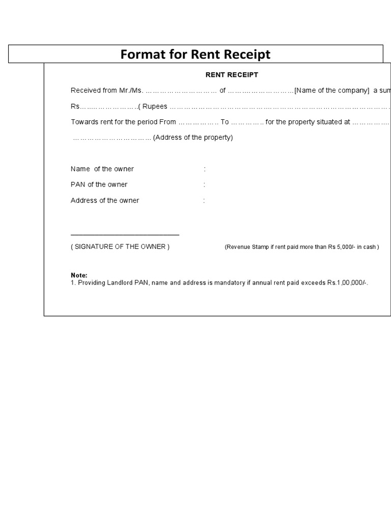 Rent Receipt PDF
