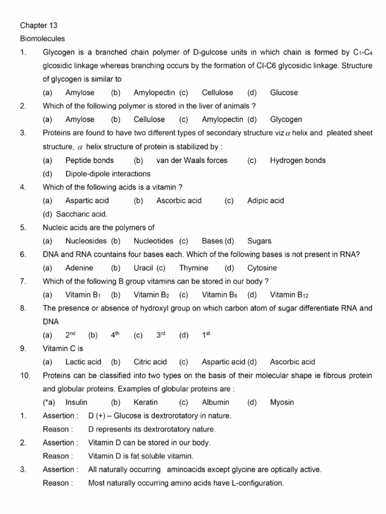 Biomolecules Class 12 KVS PDF
