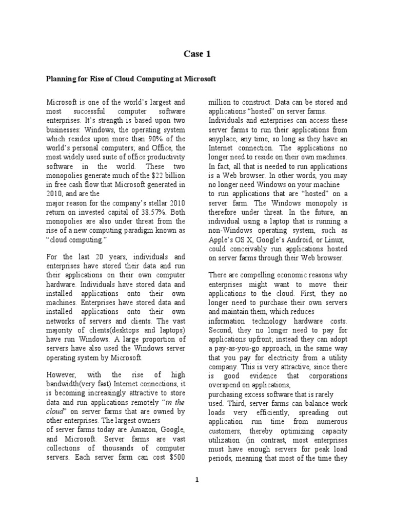 Microsoft's Cloud Computing Strategy | PDF | Cloud Computing ...