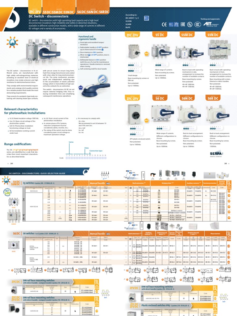 DC Switch Disconnectors Overview | PDF | Switch | Photovoltaic System