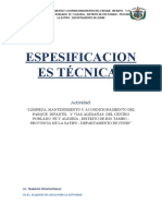 ESPESIFICACIONES TÉCNICAS FE Y ALEGRIA