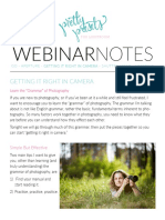 Webinarnotes: Getting It Right in Camera