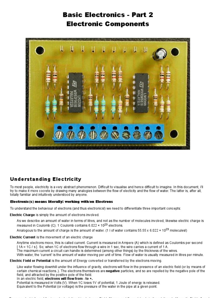 Basic Electronics Part 2 Electronic Components PDF