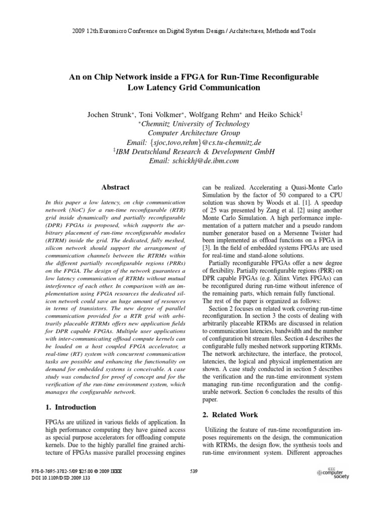 Low Latency NoC for FPGA Reconﬁguration | PDF | Field Programmable Gate ...