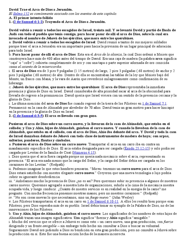 David y el Arca en Jerusalén | PDF | Arca de la Alianza | David