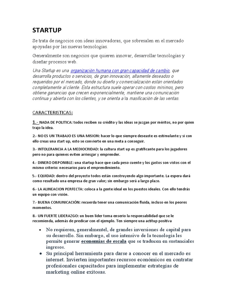 STARTUP | PDF | Empresa de inicio | Pequeñas empresas y emprendedores