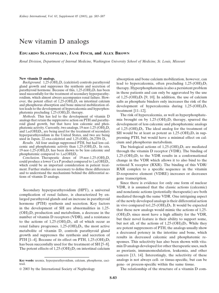 Vitamin D Analogs PDF Vitamin D Biomolecules