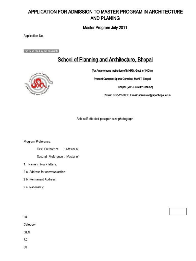 PG Application Form | PDF
