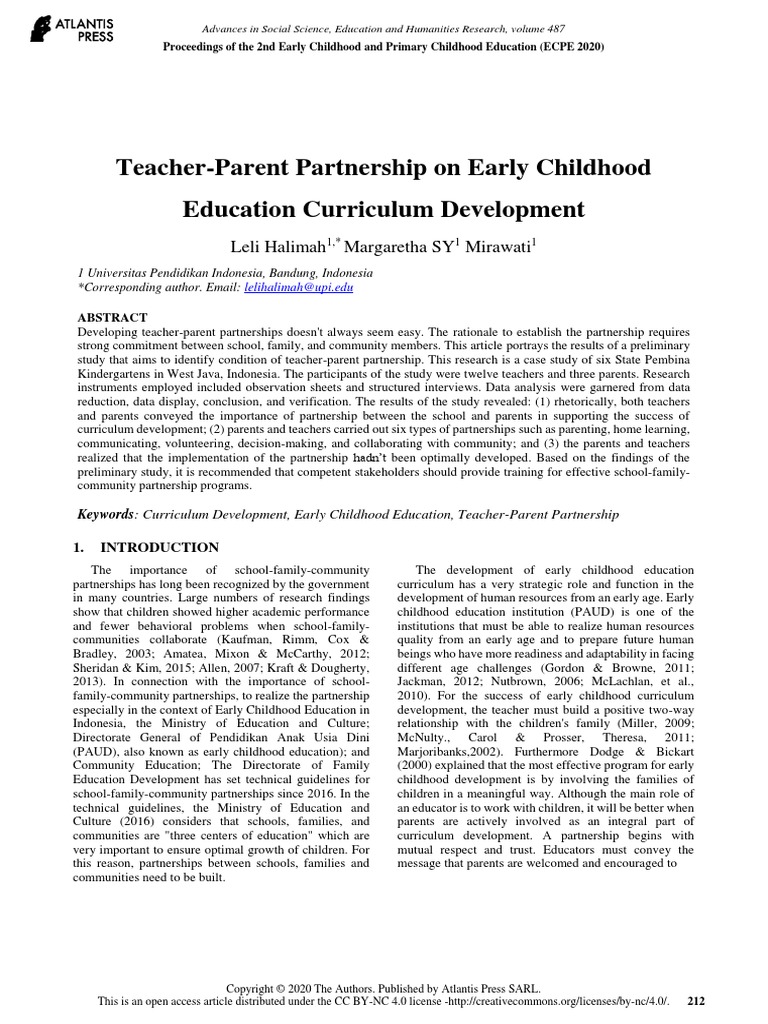 Teacher-Parent Partnership On Early Childhood Educ | PDF | Teachers ...