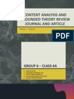Content Analysis and Grounded Theory Review