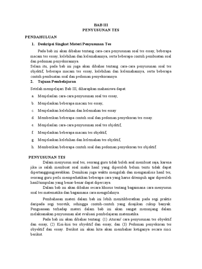 Materi Penyusunan Tes | PDF