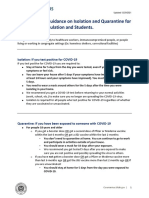 Park City School District Updated Guidance On Isolation and Quarantine For The General Population