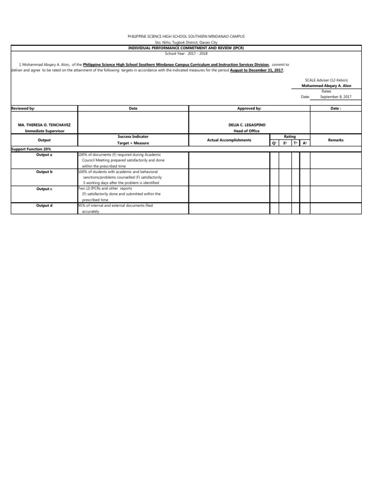 IPCR For SY 20162017 SCALE Advisers PDF Curriculum Regulatory