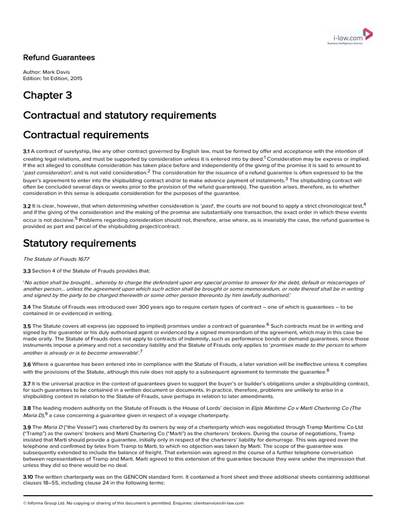 CHP 3 Contractual and Statutory Requirements Refund Guarantees PDF