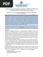 Evaluation Study For Determination of Quantities of Disinfectant Solution Used For Fogging of Clean Rooms With Respect To Area Volume