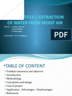Water Extraction From Moist Air