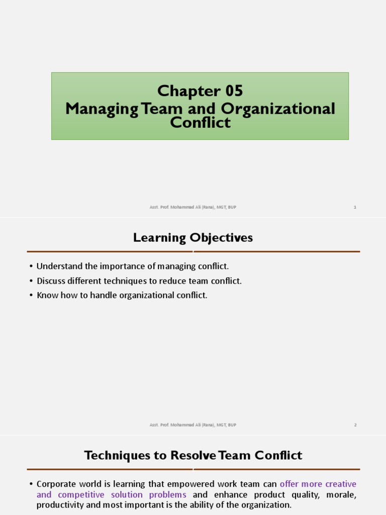 Chap-05 Managing Team and Organizational Conflict | PDF | Negotiation ...