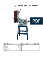 BD305 Belt, Disc Sander: Specifications Standard Accessories Supplied