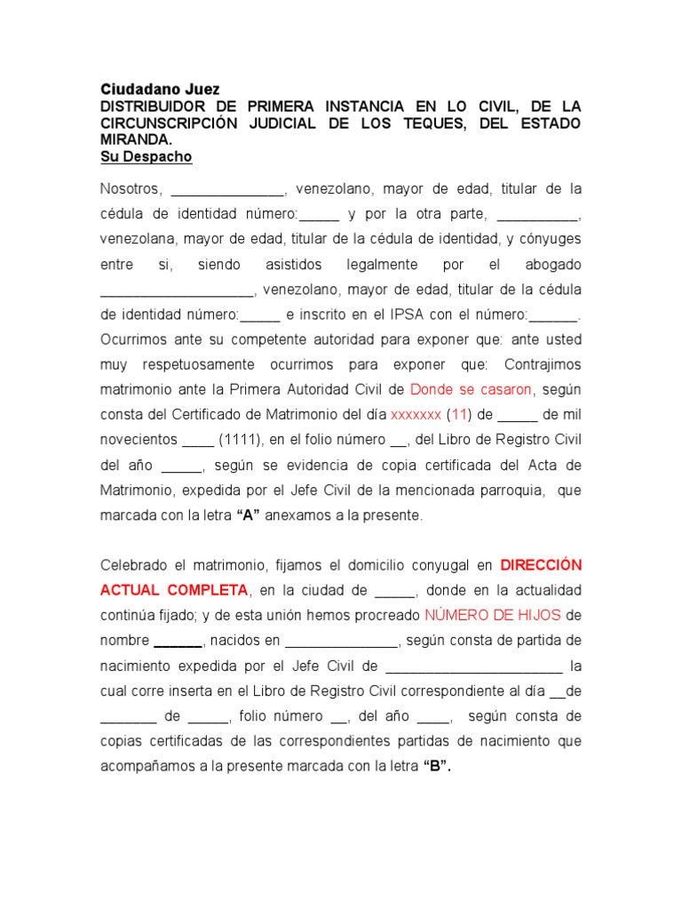 Formato Divorcio 185-A
