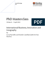 PHD Masterclass: International Business, Innovation and Geography