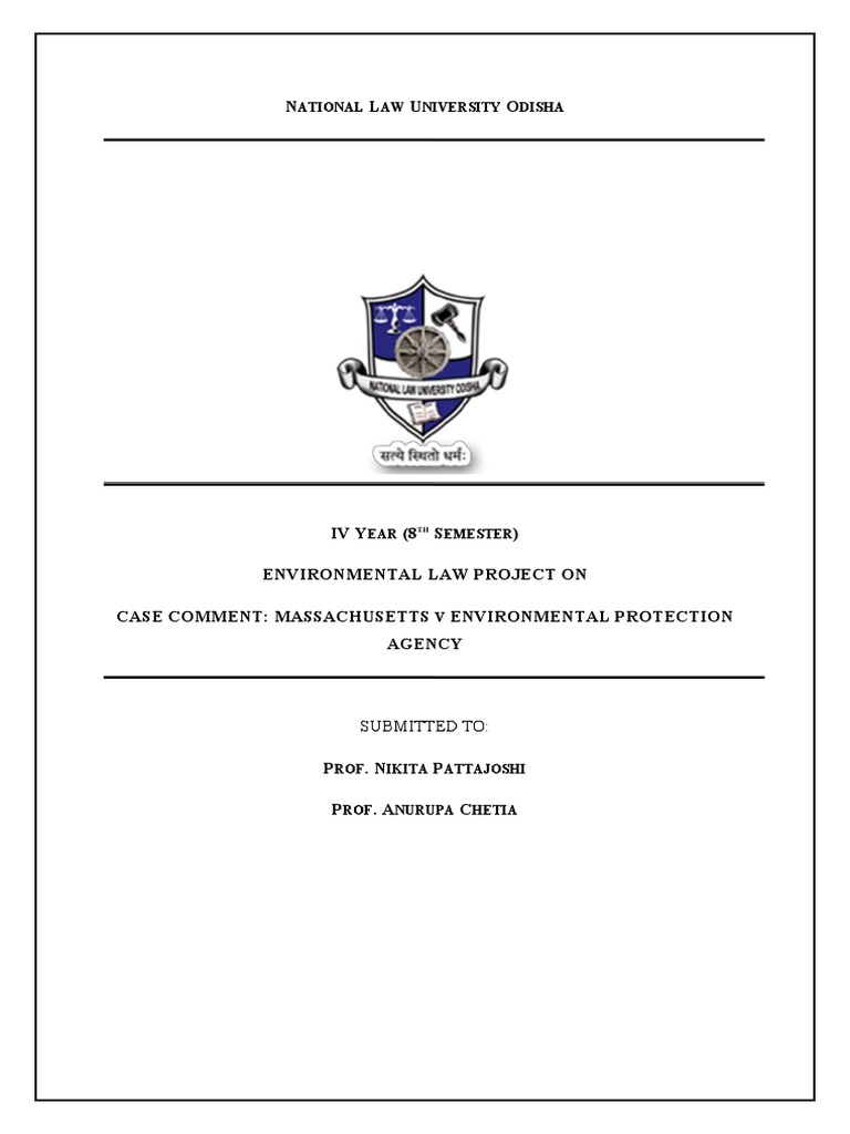Massachusetts v EPA Case Analysis | PDF | Standing (Law) | United ...