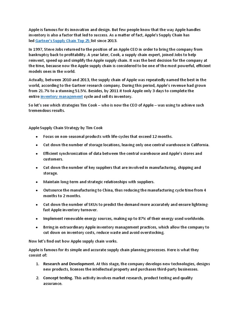 Apple's Supply Chain Strategy Insights | PDF | Apple Inc. | Supply ...