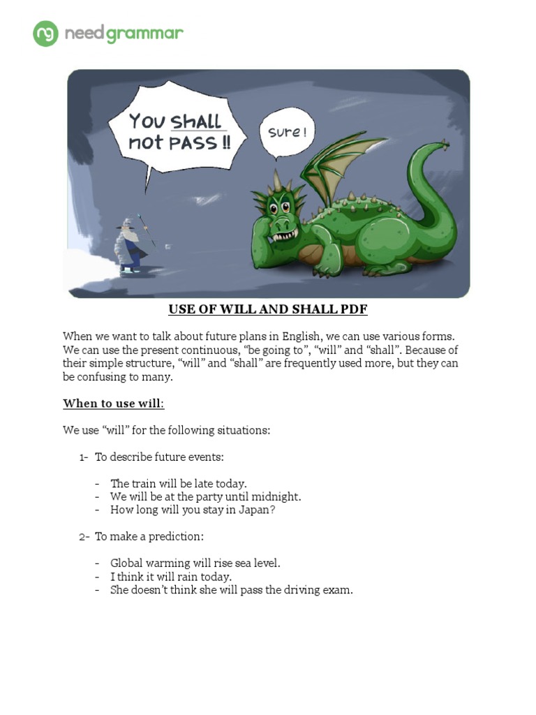 Use of Shall and Will PDF | PDF | Syntax | Grammar