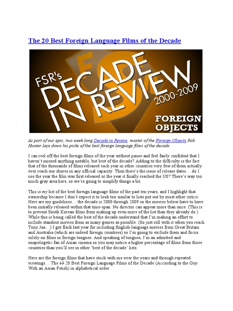 The 20 Best Foreign Language Films of The Decade PDF