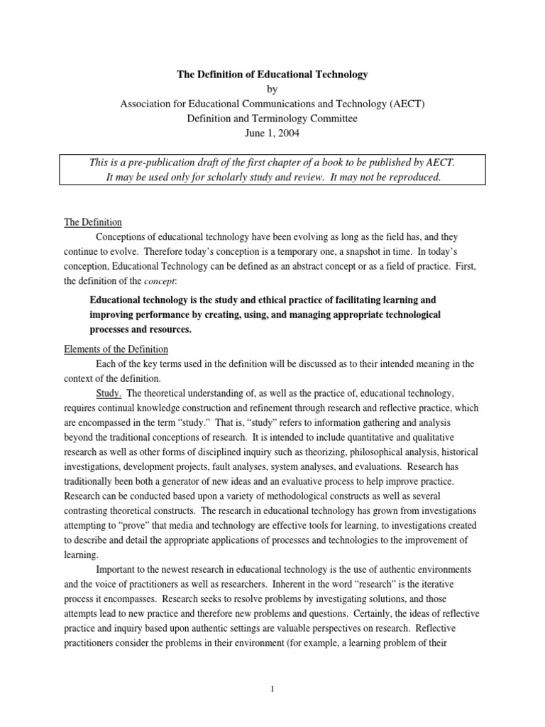 AECT The Definition of Educational Techn | PDF | Educational Technology ...