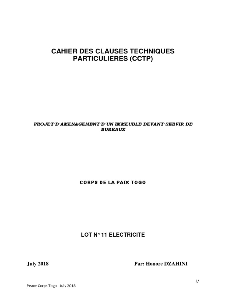 Cahier Des Clauses Techniques Particulieres V2 | PDF | Interrupteur ...