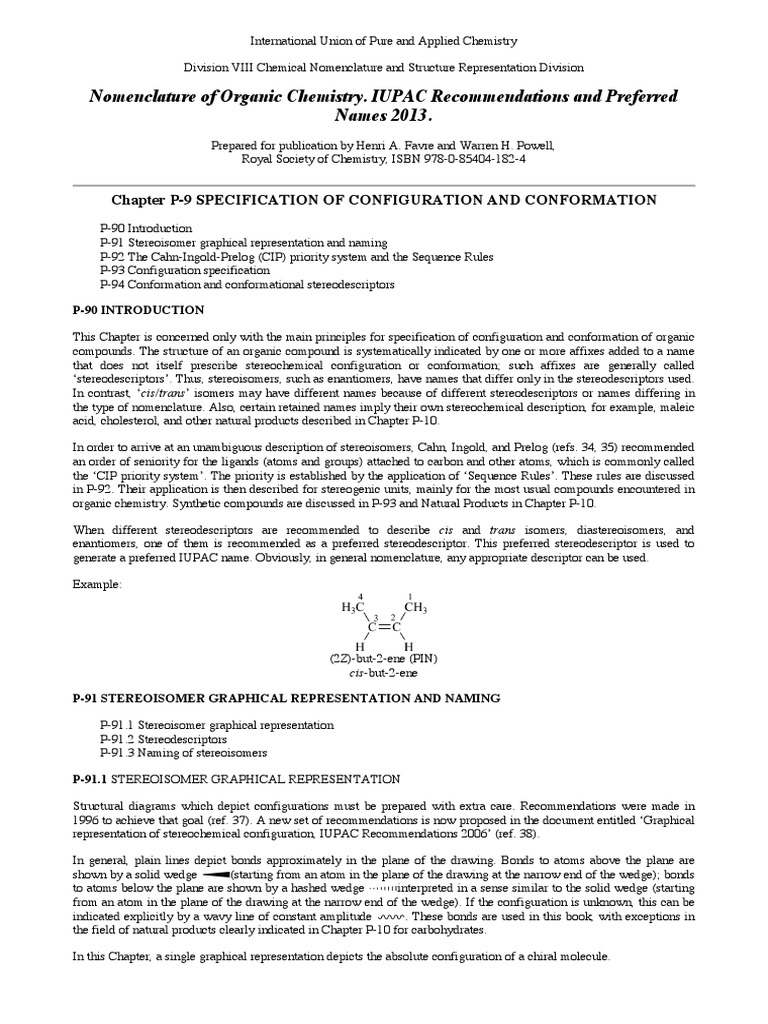 IUPAC Stereochemical Nomenclature 2013 PDF Chirality (Chemistry