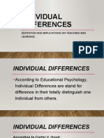 Individual Differences: Definition and Implications On Teaching and Learning