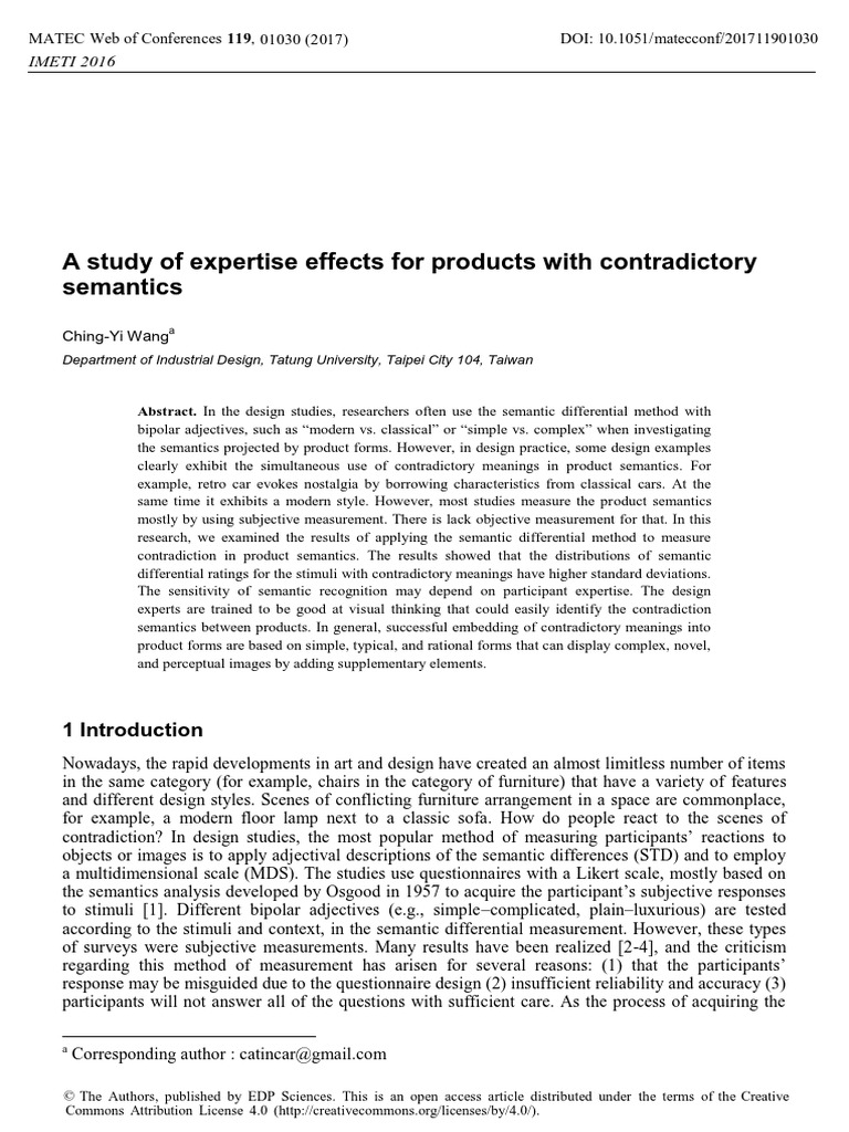 A Study of Expertise Effects For Products With Contradictory Semantics ...