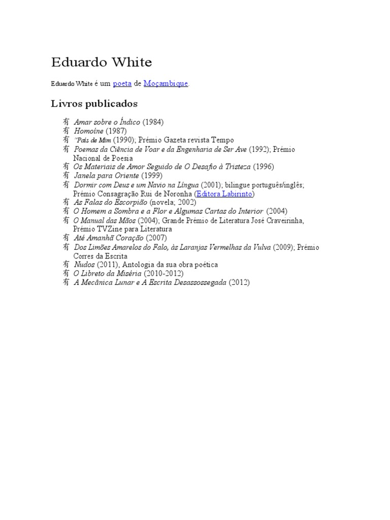 Autores Mocambicanos e Suas Obras PDF