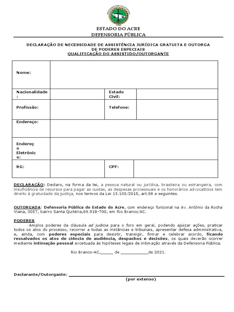 Modelo de Declaração de HIP. | PDF