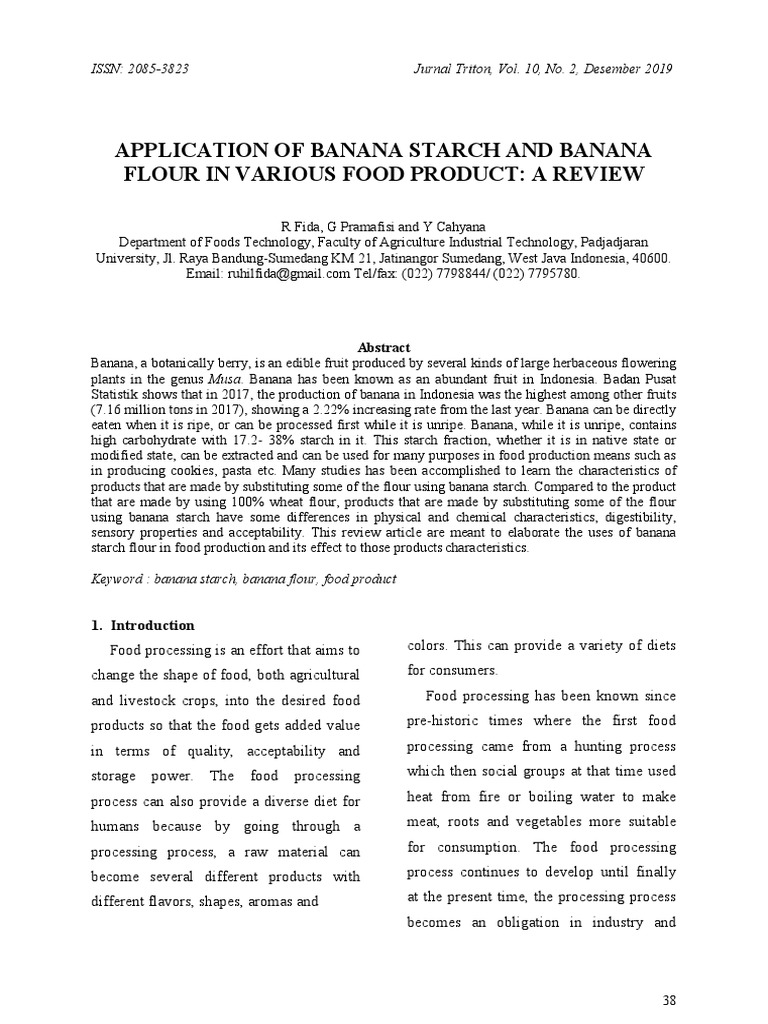 Application of Banana Starch and Banana | PDF | Pasta | Breads