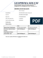 Certificate of Quality: Fix Point Test Receiver Detail