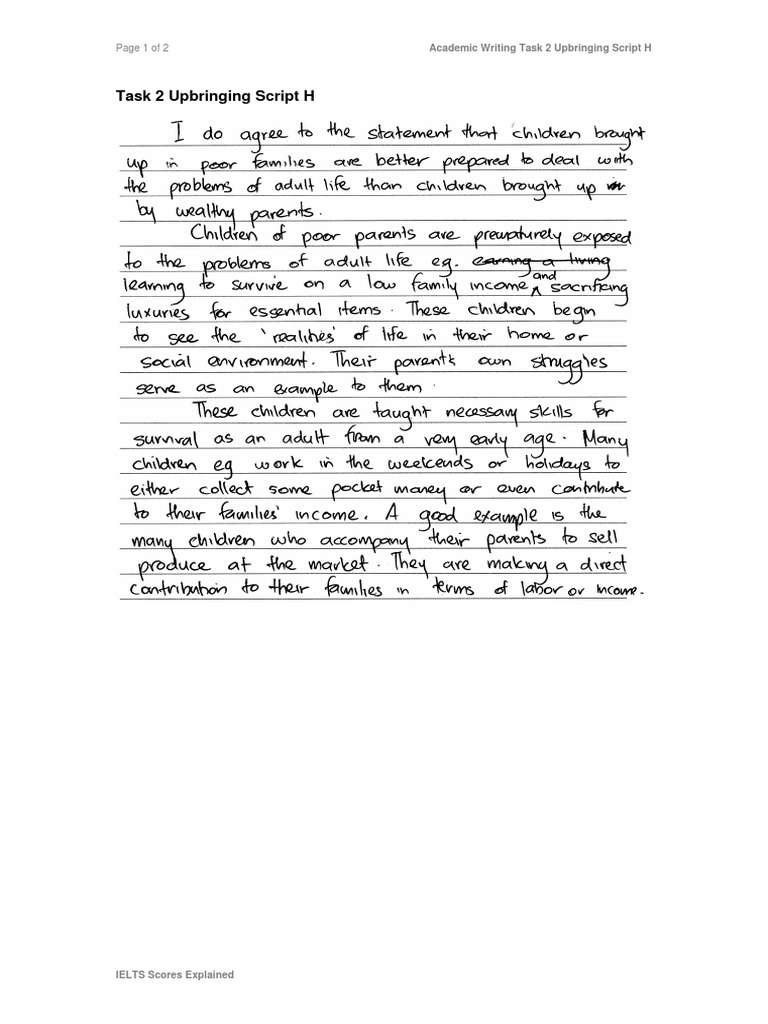 Task 2 Upbringing Script H: Page 1 of 2 | PDF