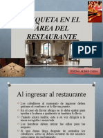 ETIQUETA EN EL ÁREA DEL RESTAURANTE Exposicion