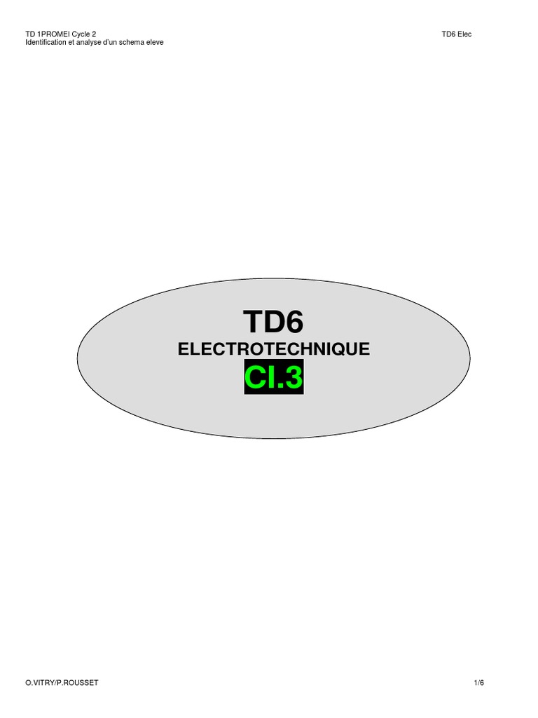 Electrotechnique: TD 1PROMEI Cycle 2 TD6 Elec Identification Et Analyse ...