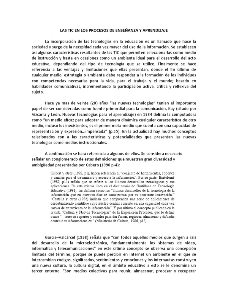 Las Tic en Los Procesos de Enseñanza y Aprendizaje | PDF | Tecnología ...