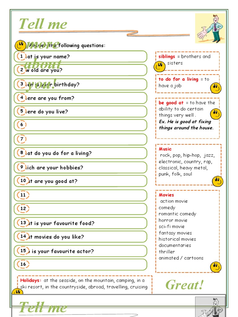 All About You Introduce Yourself Icebreakers Oneonone Activities 117524