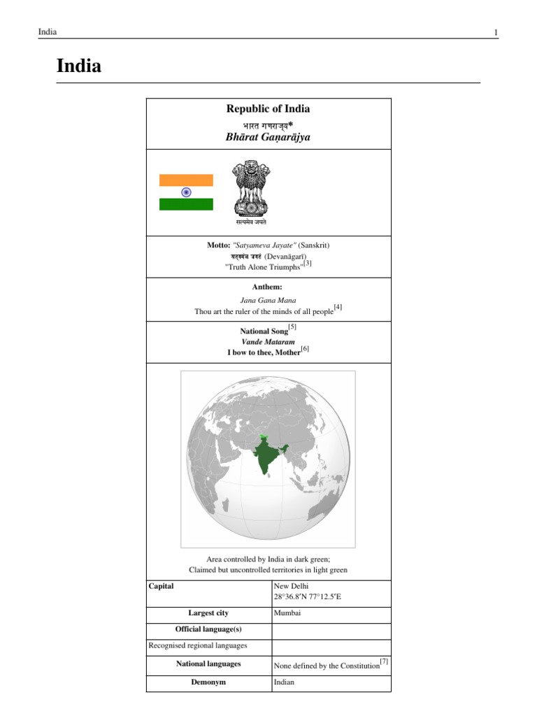 India With Thanks To Wikipedia | PDF | Treaty On The Non Proliferation ...