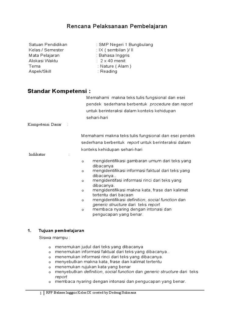 Rpp Teks Report
