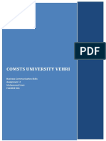 Comsts University Vehri: Business Communication Skills Assignment 2 Muhammad Uzair FA20BSE-081