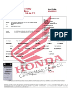 Comprobante fiscal de venta de moto Honda 2013