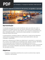 Aula 05 Aspectos Econômicos Dos Portos, Sua Gestão e Operação