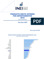 Instituto Nacional de Estadística e Informática (2019) Producto Bruto Interno Según Departamentos 2018