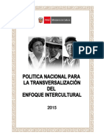 Politica Nacional de Transversalizacion Del Enfoque Intercultural